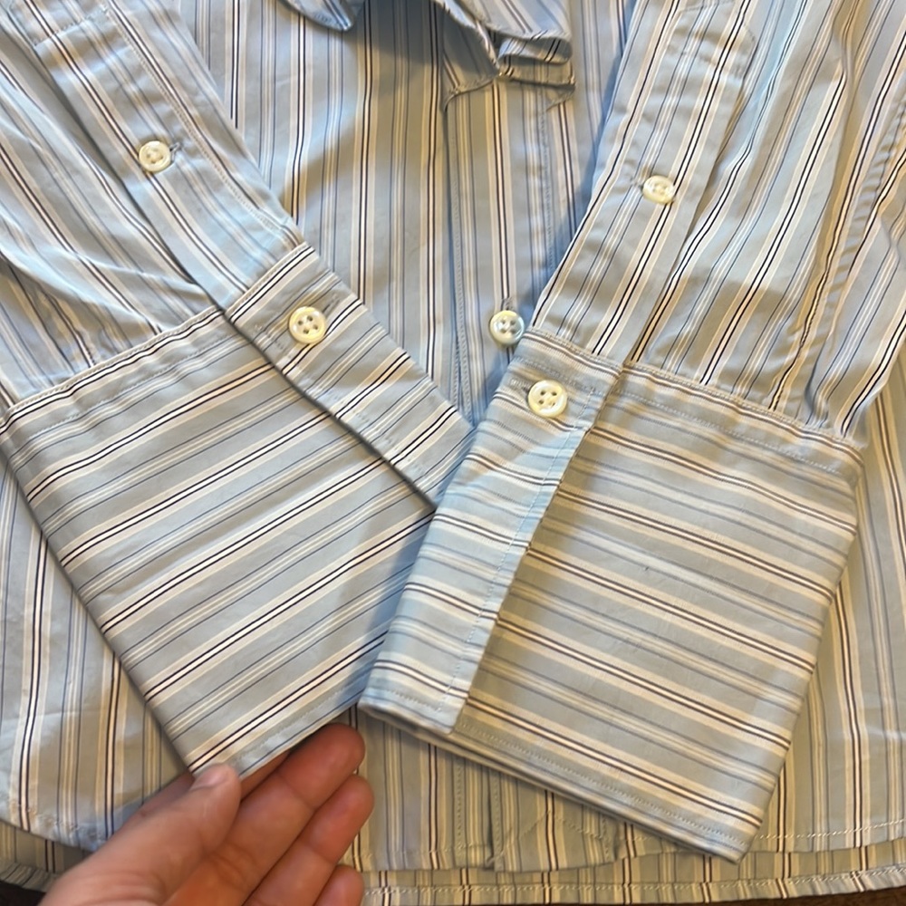 Ralph Lauren BLUE GREY RUFFLE SHIRT BLOUSE NWT - Picture 6 of 8